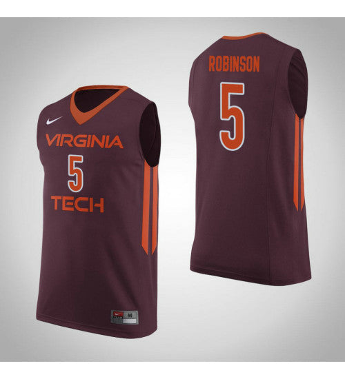Virginia Tech Hokies 5 Justin Robinson College Basketball Jersey Maroon | Stitched Jersey RTJS 6164