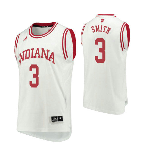 Indiana Hoosiers 3 Justin Smith Home College Basketball Jersey White stitched retro jersey