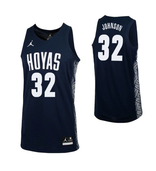 Georgetown Hoyas 32 Kaleb Johnson College Basketball Jersey Navy | Stitched Jersey RTJS 4442
