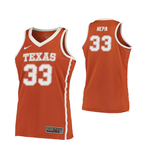 Texas Longhorns Kamaka Hepa Road #33 Orange stitched throwback college basketball jersey