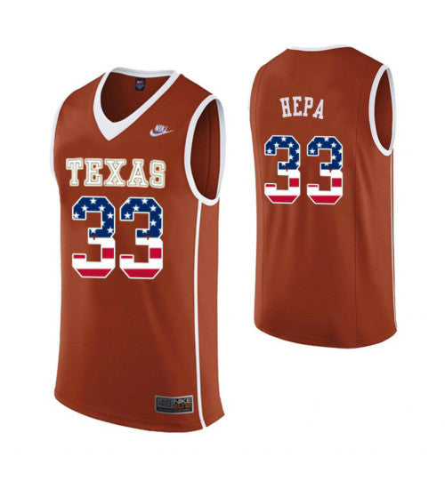 Texas Longhorns 33 Kamaka Hepa Usa Flag College Basketball Jersey Orange | Stitched Jersey RTJS 6846