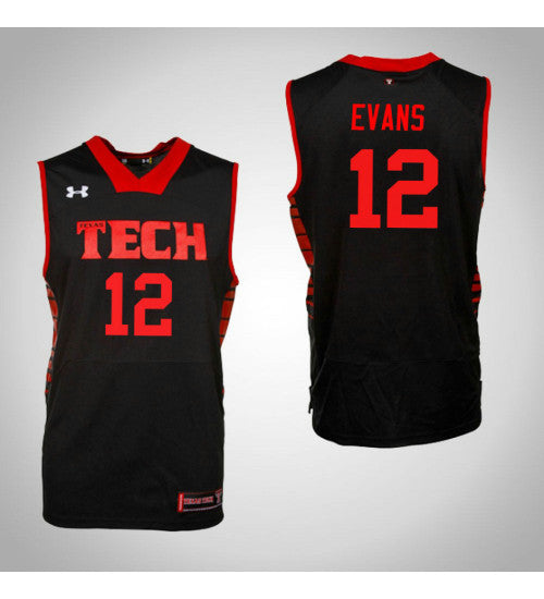 Keenan Evans Texas Tech Red Raiders #12 Black stitched throwback college basketball jersey