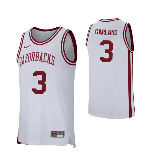 Arkansas Razorbacks 3 Khalil Garland College Basketball Jersey White | Stitched Jersey RTJS 5455