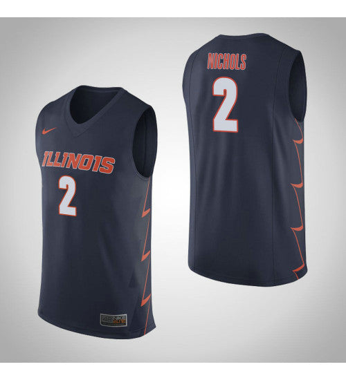 Illinois Fighting Illini 2 Kipper Nichols College Basketball Jersey Navy stitched retro jersey