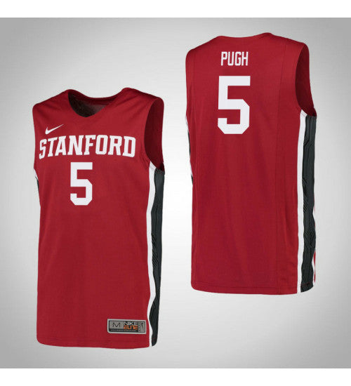 Pugh Red Stanford Kodye #5 Red stitched throwback college basketball jersey