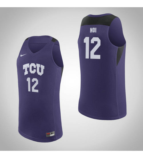 Kouat Noi TCU Horned Frogs #12 Purple stitched throwback college basketball jersey