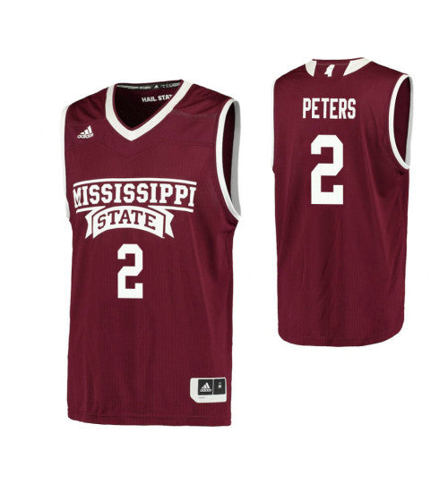 Mississippi State Bulldogs 2 Lamar Peters College Basketball Jersey Maroon | Stitched Jersey RTJS 8390