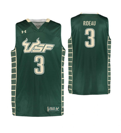 South Florida Bulls Laquincy Rideau #3 Green stitched throwback college basketball jersey