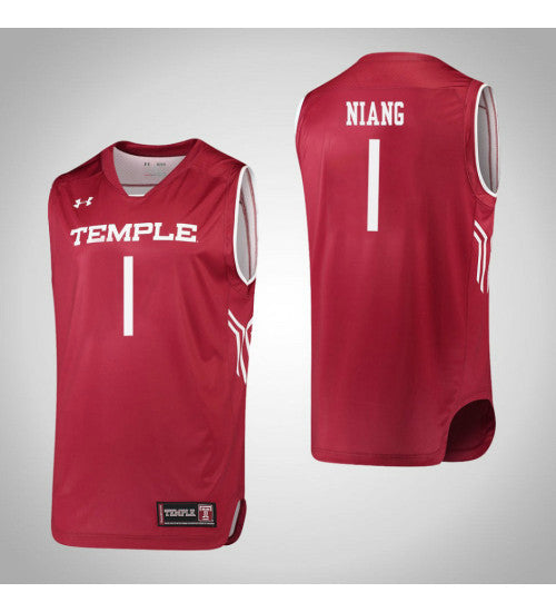 Lena Niang Temple Owls #1 Red stitched throwback college basketball jersey