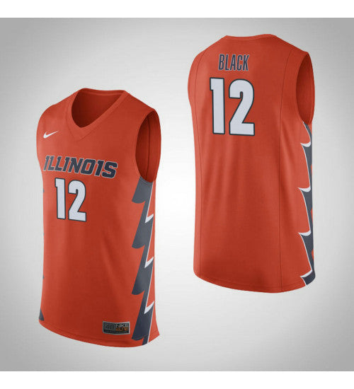 Illinois Fighting Illini 12 Leron Black College Basketball Jersey Orange stitched retro jersey