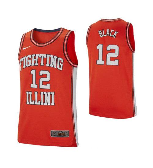 Illinois Fighting Illini 12 Leron Black Retro Performance College Basketball Jersey Orange | Stitched Jersey RTJS 4235