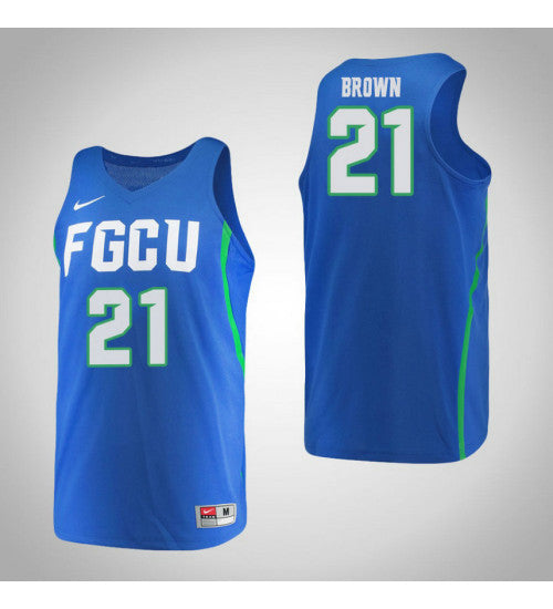 Florida Gulf Coast Eagles 21 Liberty Brown College Basketball Jersey Blue stitched retro jersey