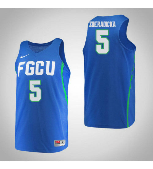 Florida Gulf Coast Eagles 5 Lisa Zderadicka College Basketball Jersey Blue stitched retro jersey