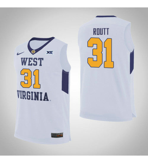 West Virginia Mountaineers Logan Routt 11490 #31 White stitched throwback college basketball jersey