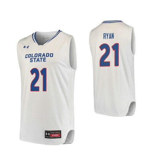 Colorado State Rams 21 Logan Ryan College Basketball Jersey White stitched basketball jersey for game day fanwear