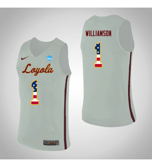 Loyola Chi Ramblers 1 Lucas Williamson Usa Flag College Basketball Jersey White stitched retro jersey