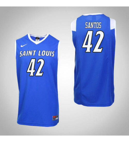 Luis Santos Saint Louis Billikens #42 Royal stitched throwback college basketball jersey