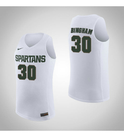 Michigan State Spartans #30 Marcus Bingham Jr Road College Basketball Jersey White stitched college jersey
