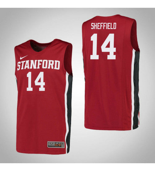 Sheffield Red Stanford Marcus #14 Red stitched throwback college basketball jersey