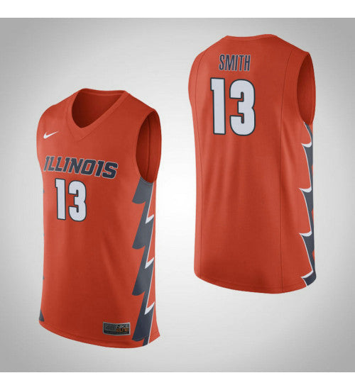 Illinois Fighting Illini 13 Mark Smith College Basketball Jersey Orange | Stitched Jersey RTJS 4233