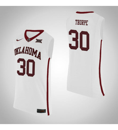 Oklahoma Sooners #30 Marshall Thorpe College Basketball Jersey White stitched college jersey