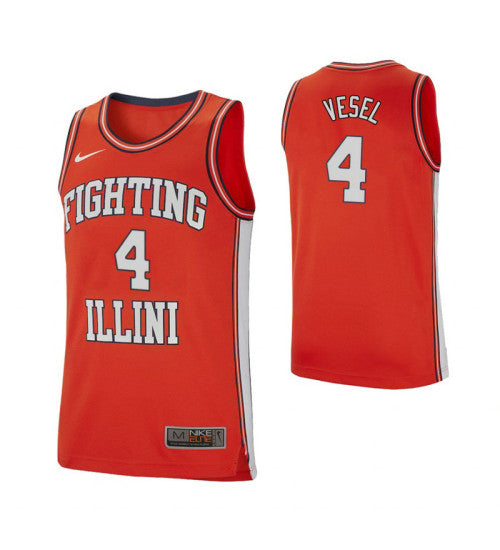 Illinois Fighting Illini 4 Matic Vesel Retro Performance College Basketball Jersey Orange stitched retro jersey