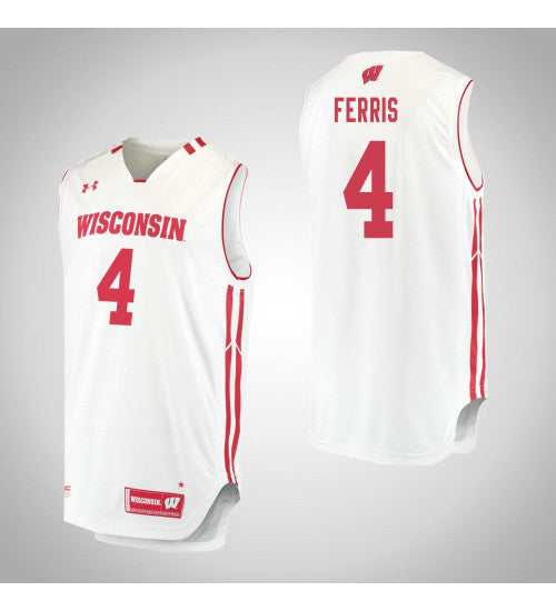 Wisconsin Badgers Matt Ferris #4 White stitched throwback college basketball jersey