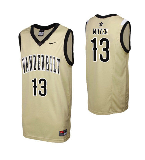 Vanderbilt Commodores Matthew Moyer Gold stitched throwback college basketball jersey