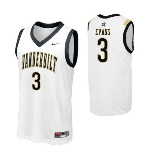 Vanderbilt Commodores Maxwell Evans White stitched throwback college basketball jersey