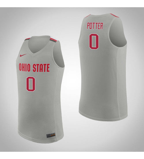 Ohio State Buckeyes 0 Micah Potter College Basketball Jersey Pure Gray | Stitched Jersey RTJS 7806