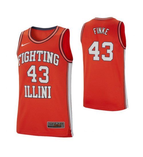 Illinois Fighting Illini 43 Michael Finke Retro Performance College Basketball Jersey Orange | Stitched Jersey RTJS 4204