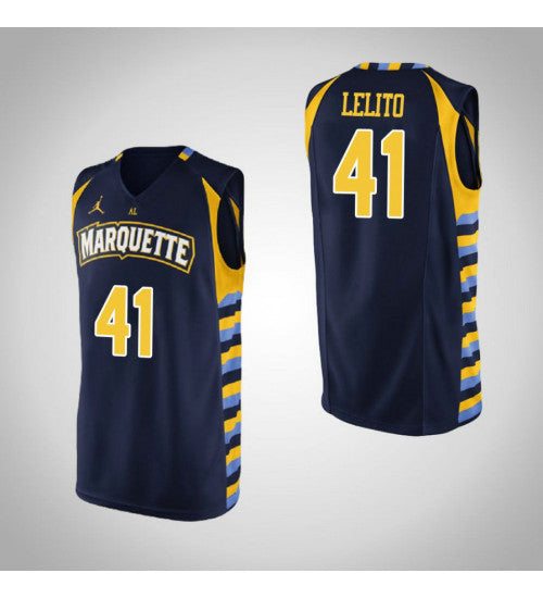 Marquette Golden Eagles 41 Mike Lelito College Basketball Jersey Navy | Stitched Jersey RTJS 3251