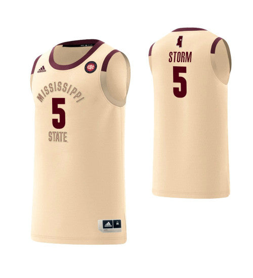 Mississippi State Bulldogs 5 Mitch Storm Harlem Renaissance College Basketball Jersey Cream | Stitched Jersey RTJS 8363