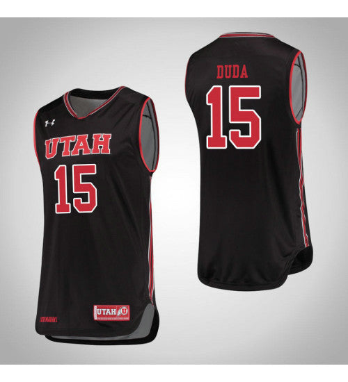 Nate Duda Utah Utes #15 Black stitched throwback college basketball jersey