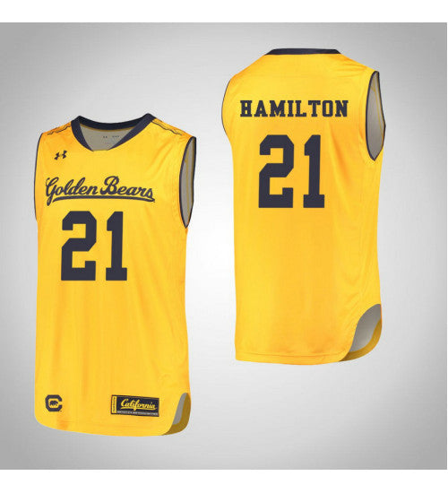California Golden Bears 21 Nick Hamilton College Basketball Jersey Gold 647 stitched basketball jersey for game day fanwear