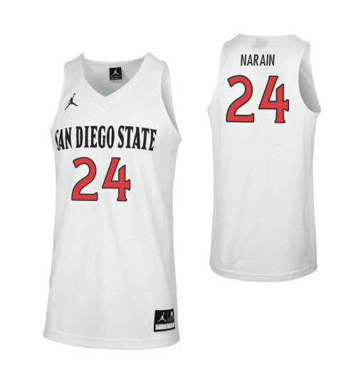 San Diego State Aztecs Nolan Narain #24 White stitched throwback college basketball jersey