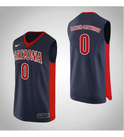 Arizona Wildcats 0 Parker Jackson Cartwright College Basketball Jersey Navy stitched basketball jersey for game day fanwear