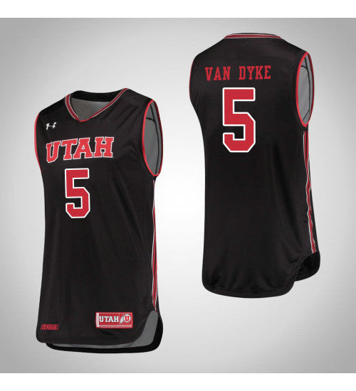 Van Dyke Utah Utes Parker #5 Black stitched throwback college basketball jersey