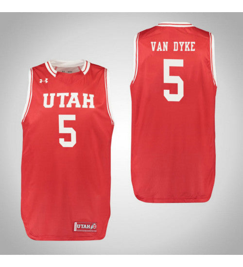 Van Dyke Utah Utes Parker #5 Red stitched throwback college basketball jersey