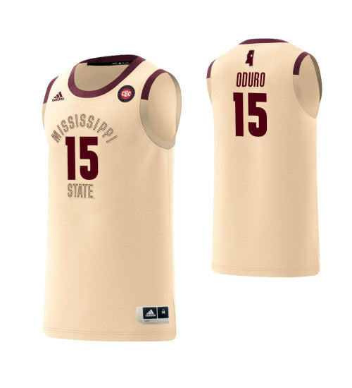 Mississippi State Bulldogs 15 Prince Oduro Harlem Renaissance College Basketball Jersey Cream | Stitched Jersey RTJS 8392