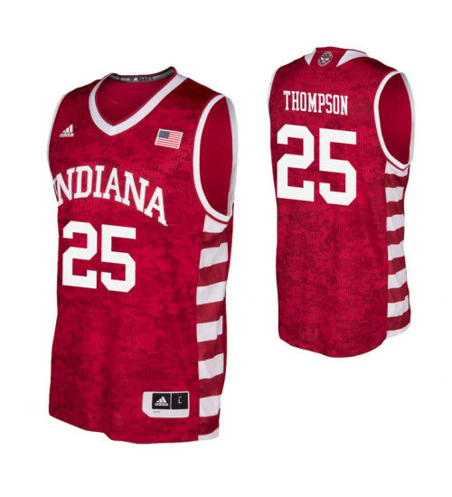 Indiana Hoosiers Race Thompson Armed Forces Classic College Basketball Jersey Crimson stitched retro jersey