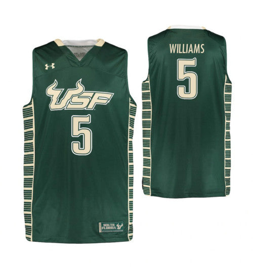 South Florida Bulls Rashun Williams #5 Green stitched throwback college basketball jersey