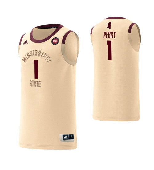 Mississippi State Bulldogs #1 Reggie Perry Harlem Renaissance College Basketball Jersey Cream stitched college jersey