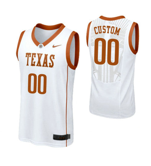 Texas Longhorns Custom College Basketball Jersey White | Stitched Jersey RTJS 6818