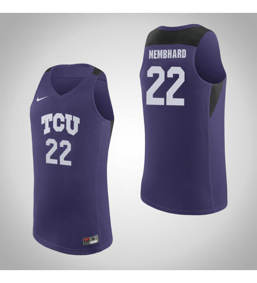 Rj Nembhard TCU Horned Frogs #22 Purple stitched throwback college basketball jersey