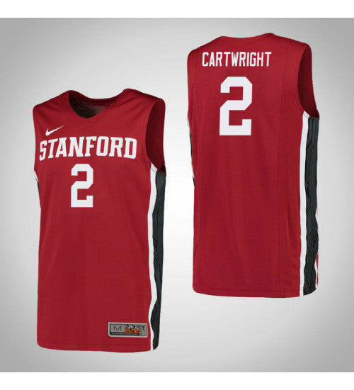 Cartwright Red Stanford Robert #2 Red stitched throwback college basketball jersey