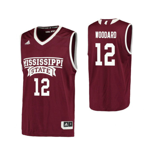 Mississippi State Bulldogs 12 Robert Woodard College Basketball Jersey Maroon | Stitched Jersey RTJS 8395