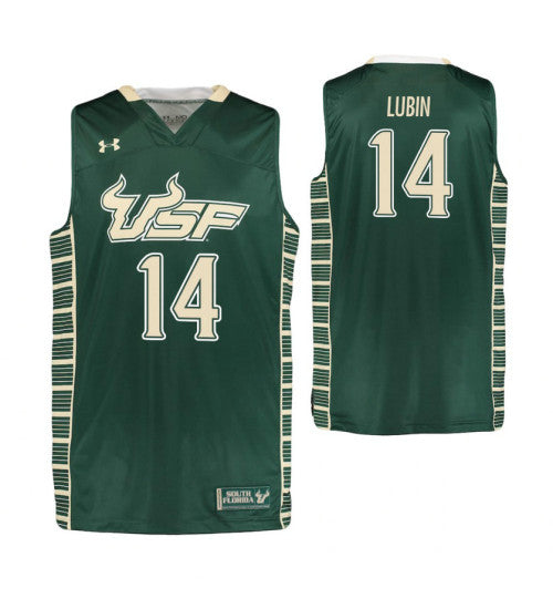 South Florida Bulls 14 Ron Lubin College Basketball Jersey Green | Stitched Jersey RTJS 7192