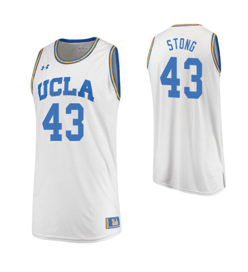 UCLA Bruins Russell Stong Road #43 White stitched throwback college basketball jersey