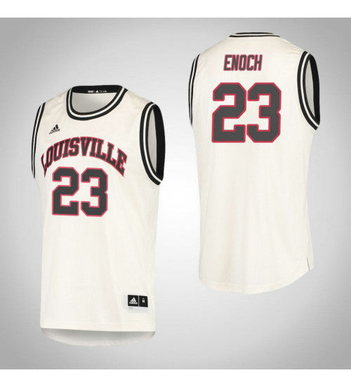 Louisville Cardinals 23 Steven Enoch Hardwood Classics College Basketball Jersey Cream stitched retro jersey